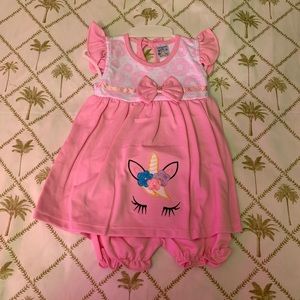 New light pink baby set with unicorn
